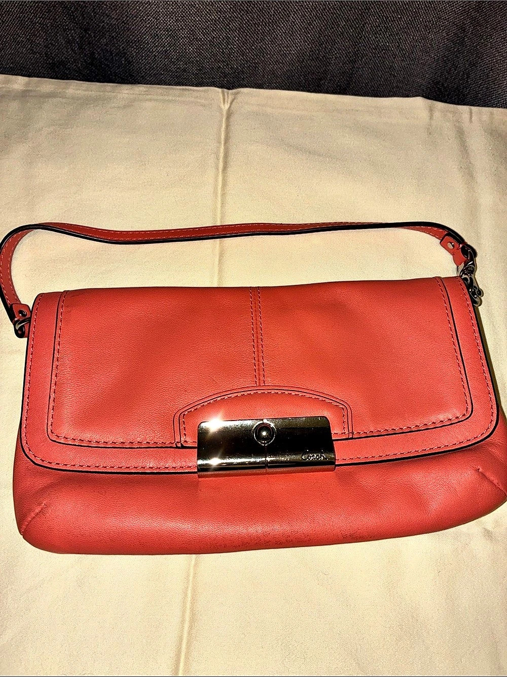 Coach Red Leather-Look Clutch Crossbody
